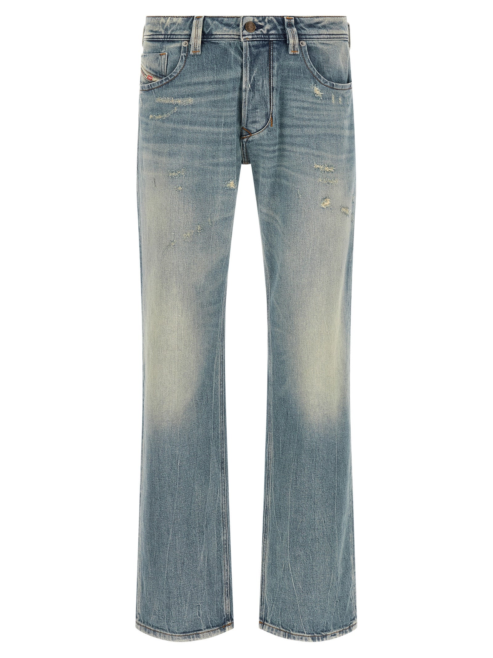 Diesel Blue Cotton Straight-Leg Jeans Diesel