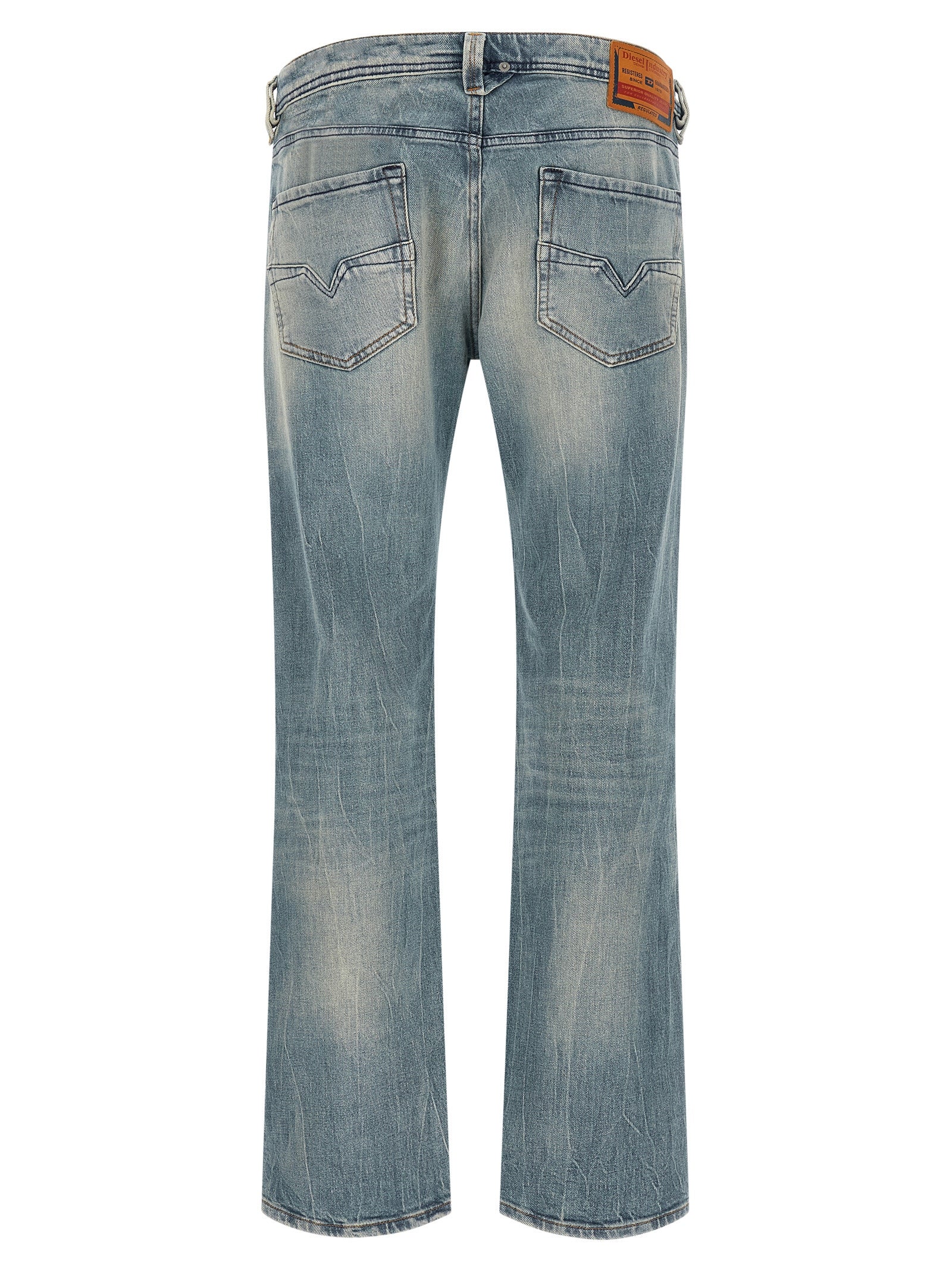 Diesel Blue Cotton Straight-Leg Jeans Diesel