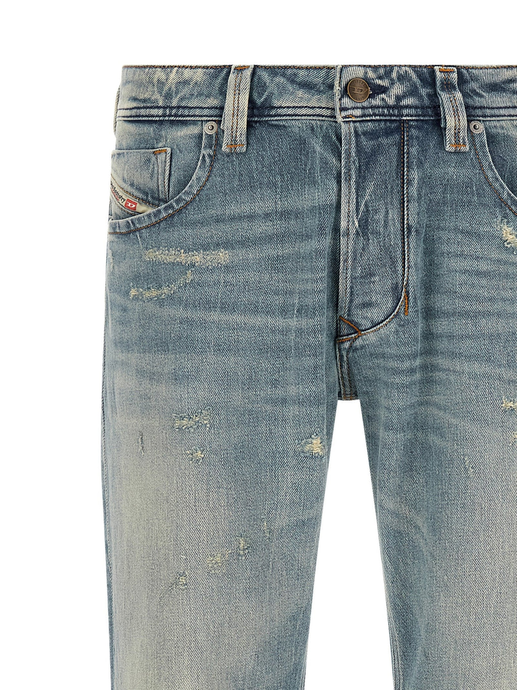 Diesel Blue Cotton Straight-Leg Jeans Diesel