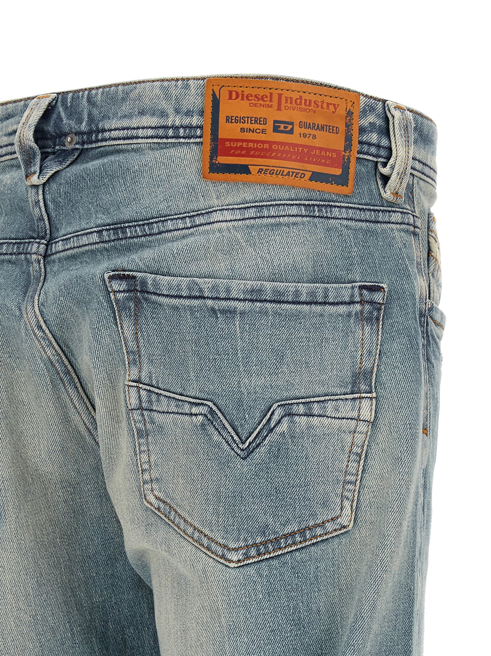 Diesel Blue Cotton Straight-Leg Jeans Diesel