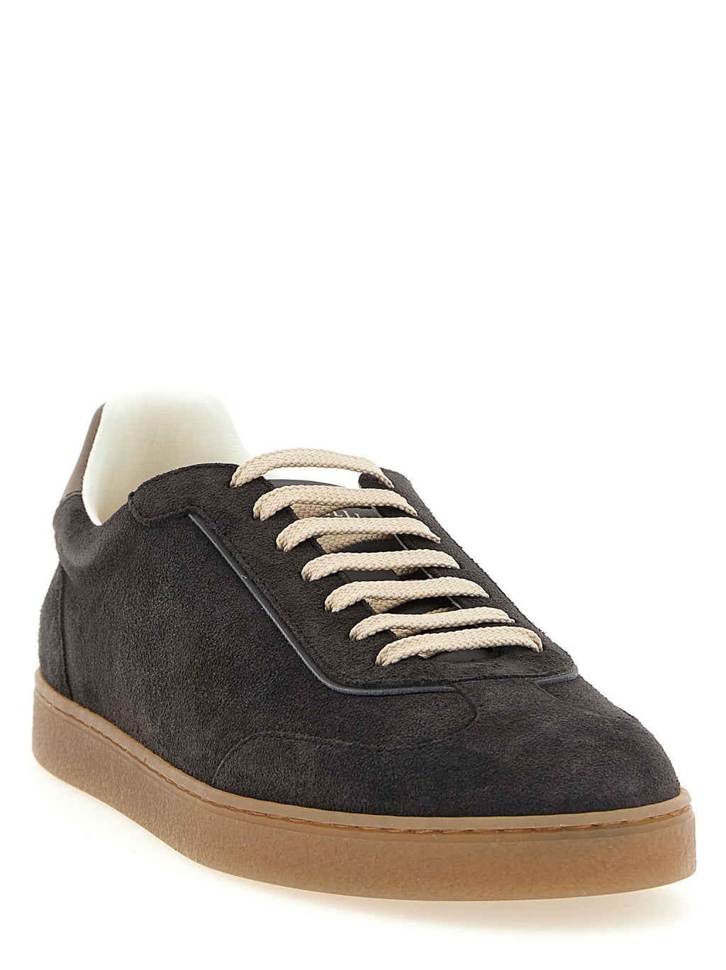 Brunello Cucinelli Gray Calfskin Low Top Sneakers Brunello Cucinelli