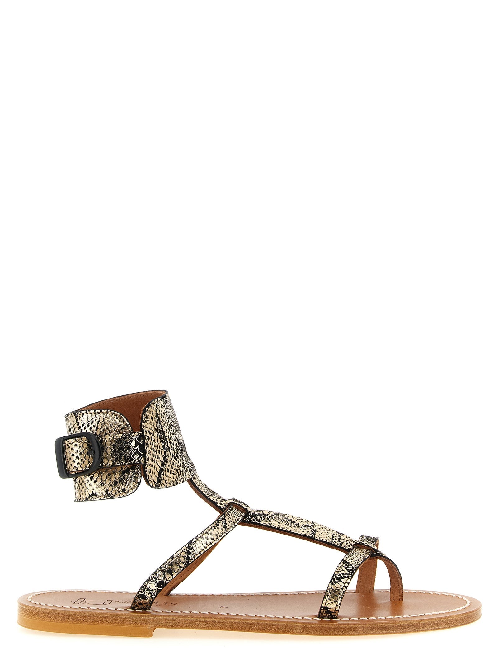 K.JACQUES SAINT TROPEZ Gray Goatskin Flat Sandals K.JACQUES SAINT TROPEZ