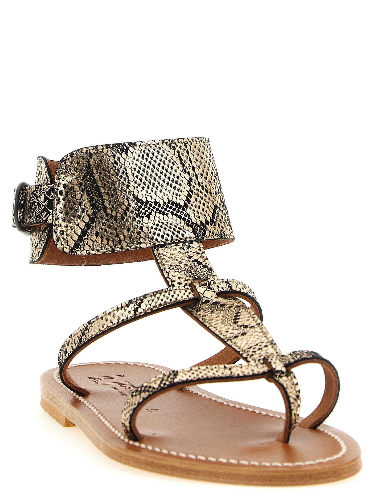 K.JACQUES SAINT TROPEZ Gray Goatskin Flat Sandals K.JACQUES SAINT TROPEZ