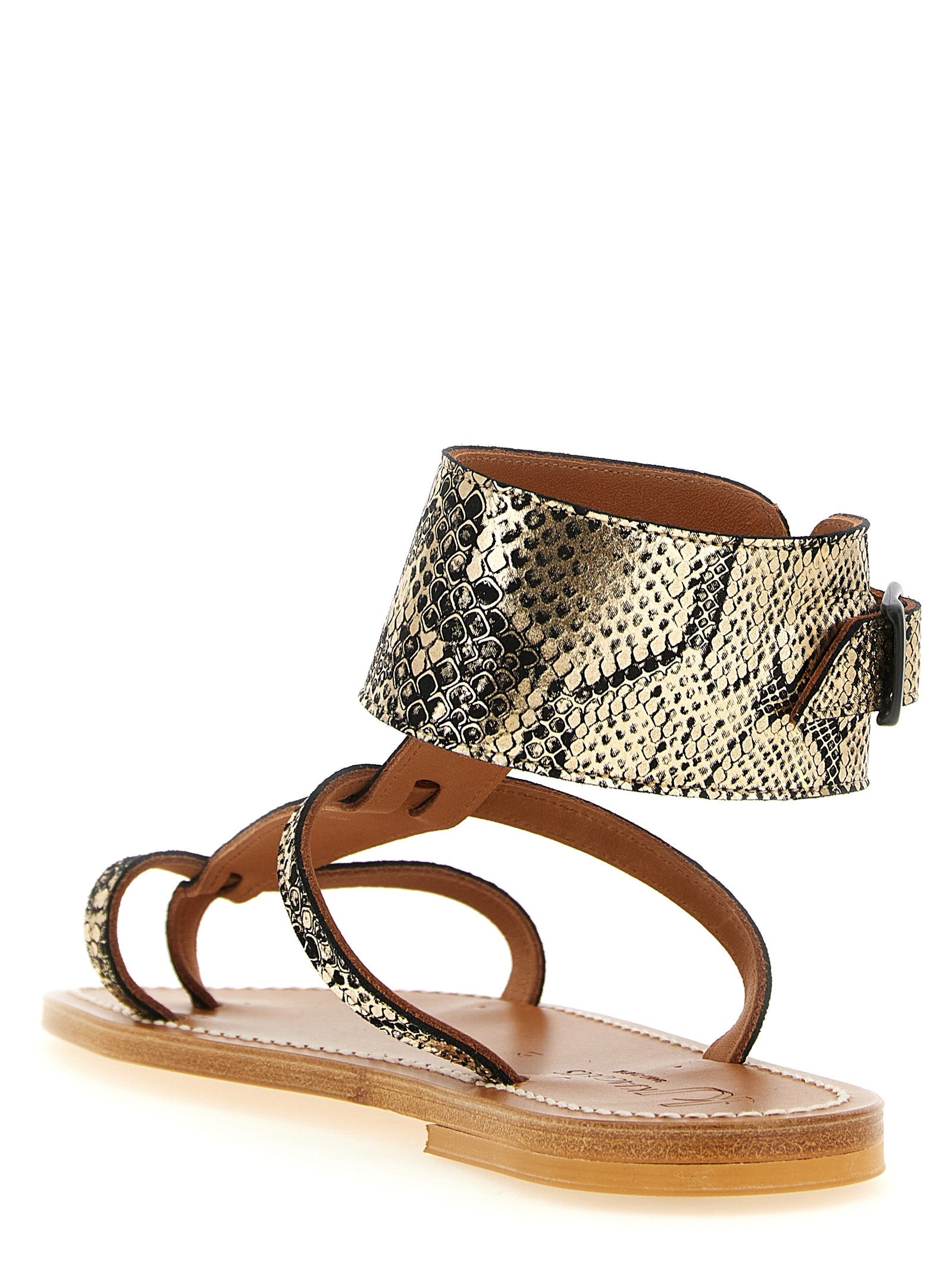 K.JACQUES SAINT TROPEZ Gray Goatskin Flat Sandals K.JACQUES SAINT TROPEZ