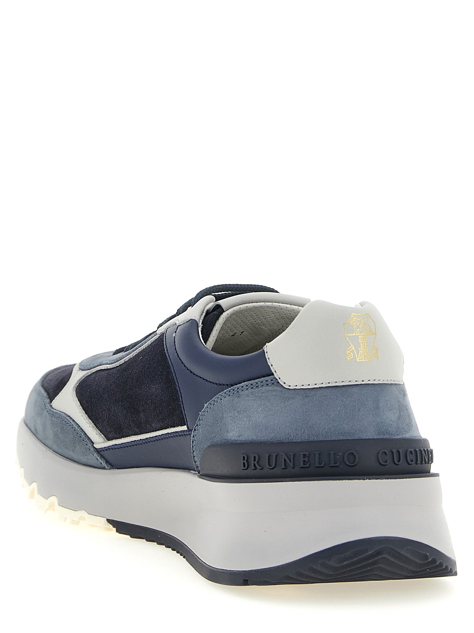 Brunello Cucinelli Blue Calfskin Athletic Sneakers