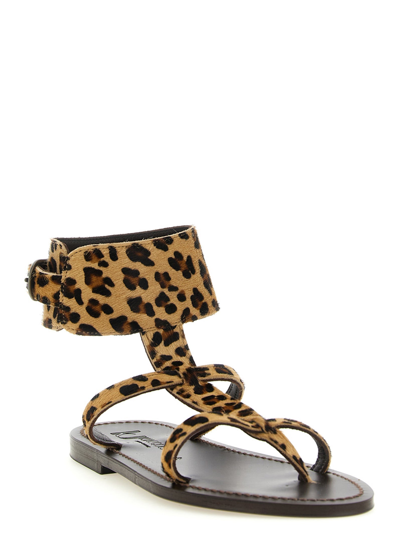 K.JACQUES SAINT TROPEZ Brown Cowhide Flat Sandals K.JACQUES SAINT TROPEZ