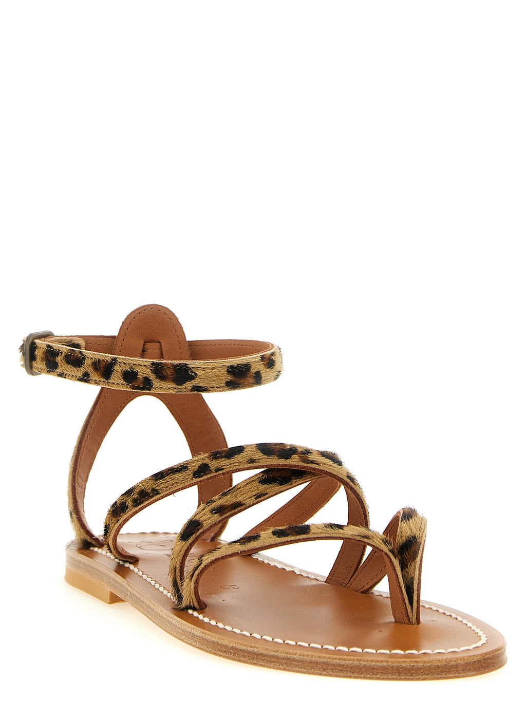 K.JACQUES SAINT TROPEZ Brown Cowhide Flat Sandals K.JACQUES SAINT TROPEZ