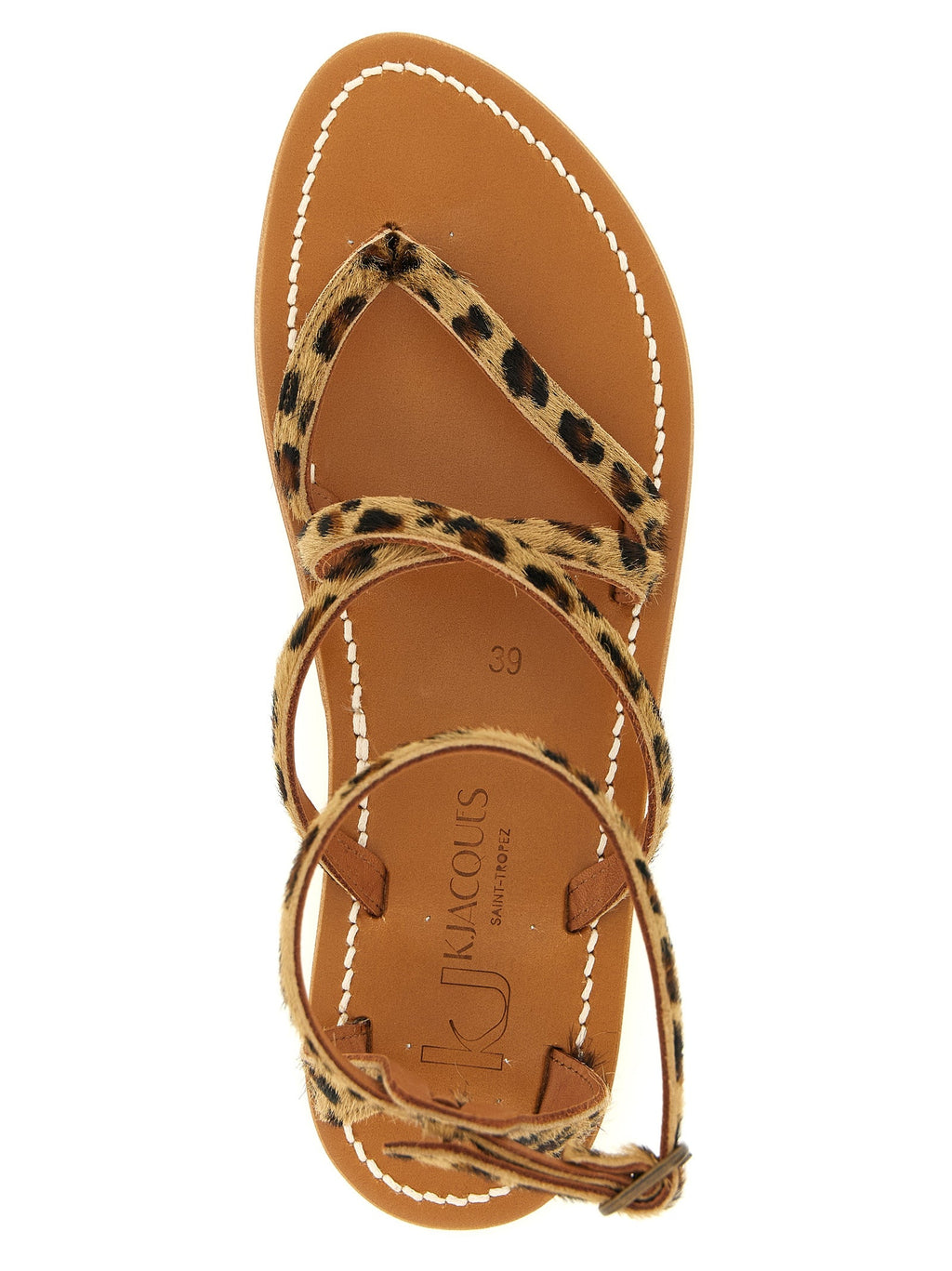 K.JACQUES SAINT TROPEZ Brown Cowhide Flat Sandals K.JACQUES SAINT TROPEZ