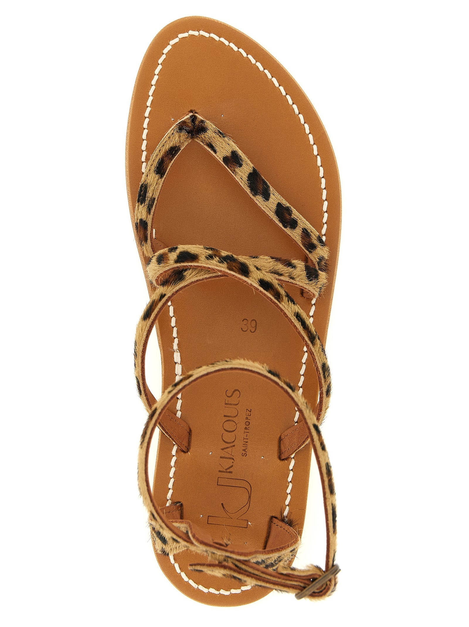 K.JACQUES SAINT TROPEZ Brown Cowhide Flat Sandals K.JACQUES SAINT TROPEZ