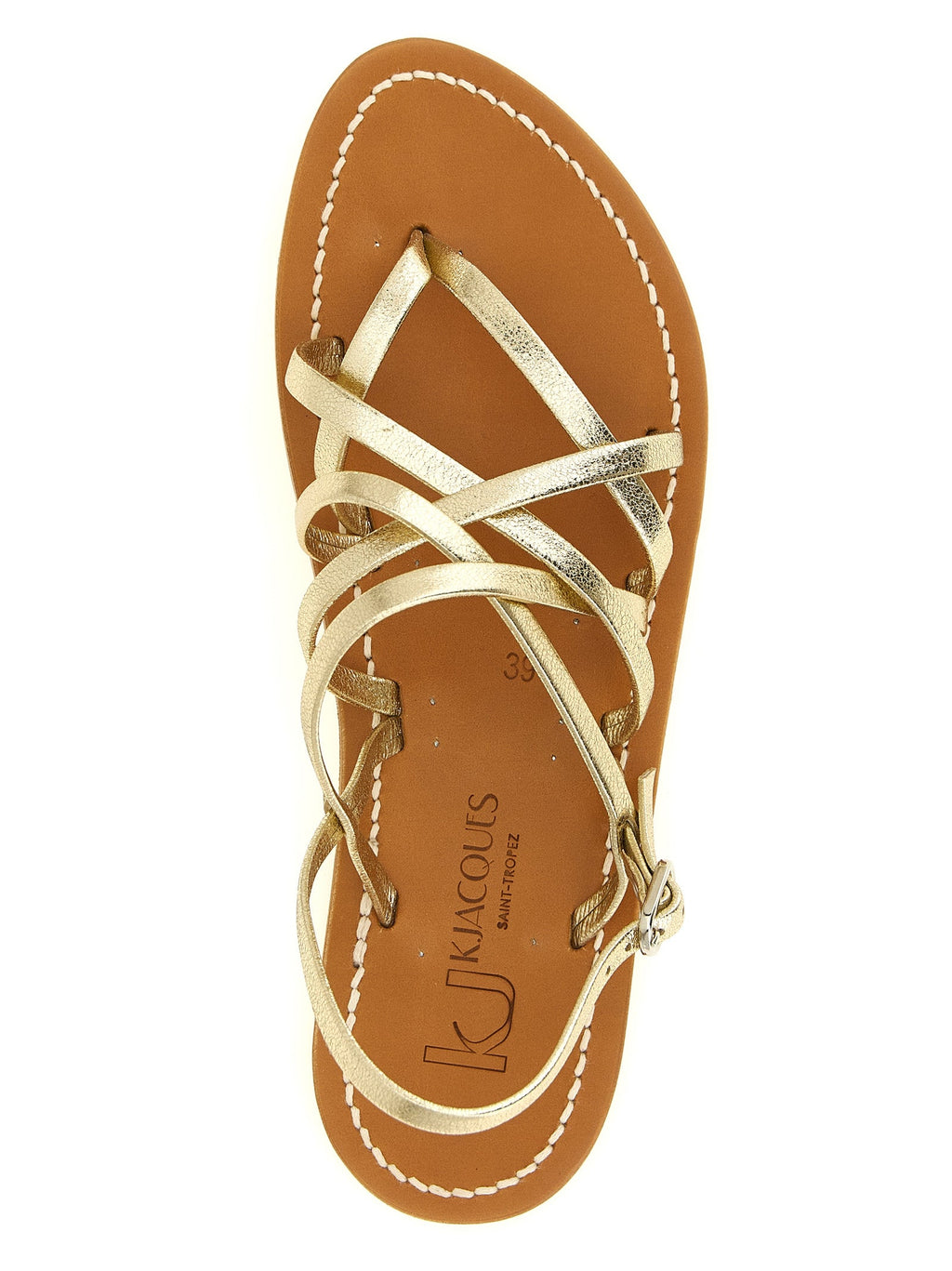 K.JACQUES SAINT TROPEZ Gold Calfskin Flat Sandals