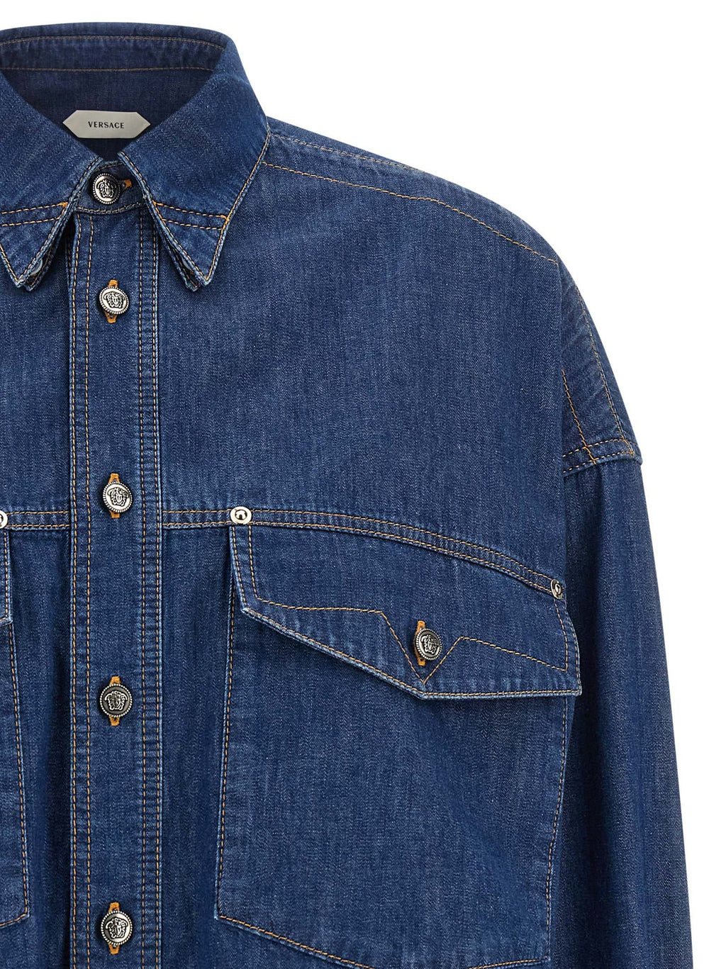 Versace Blue Cotton Blouse