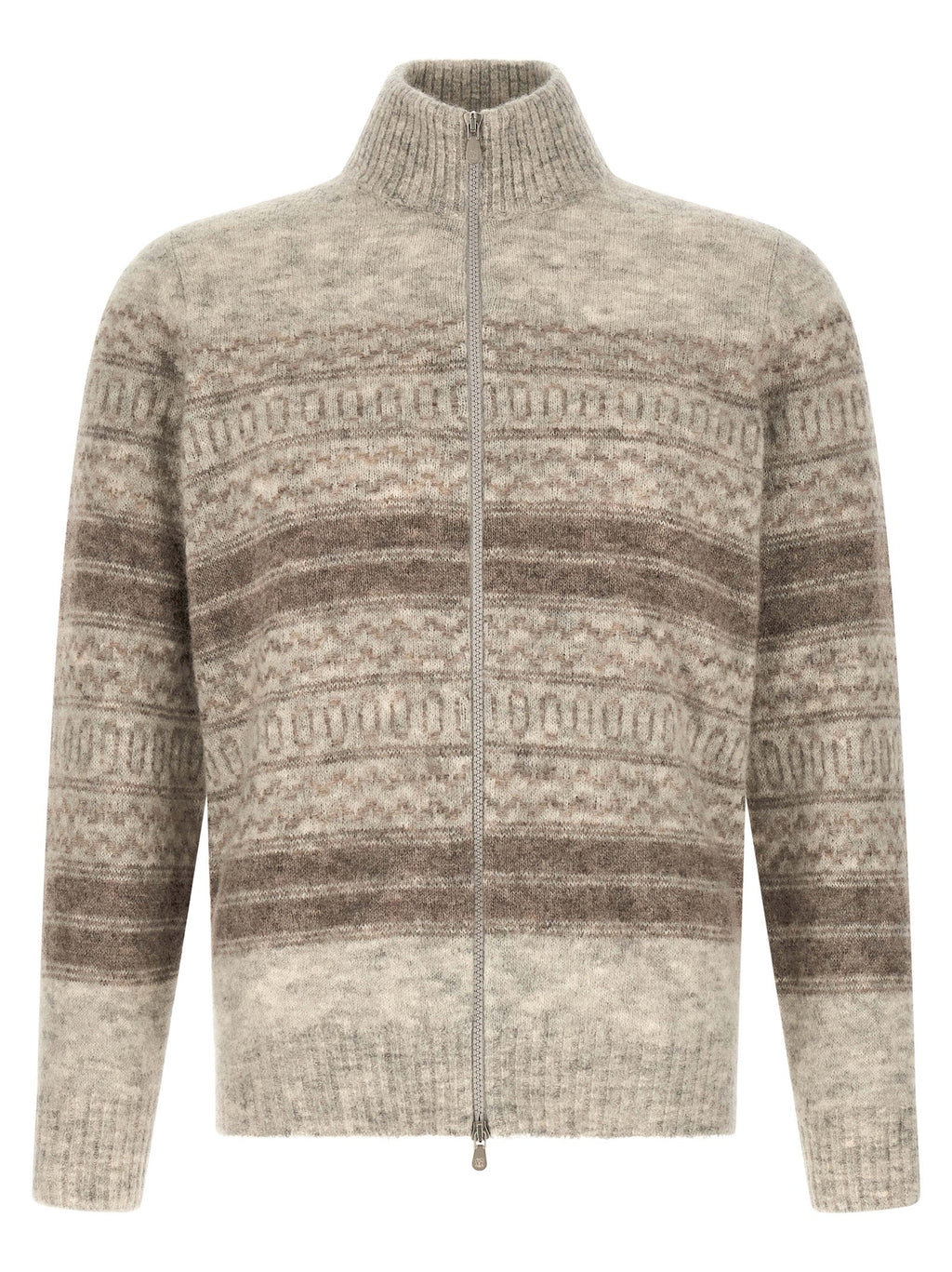 Brunello Cucinelli Beige Alpaca Leather Cardigan