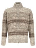 Brunello Cucinelli Beige Alpaca Leather Cardigan