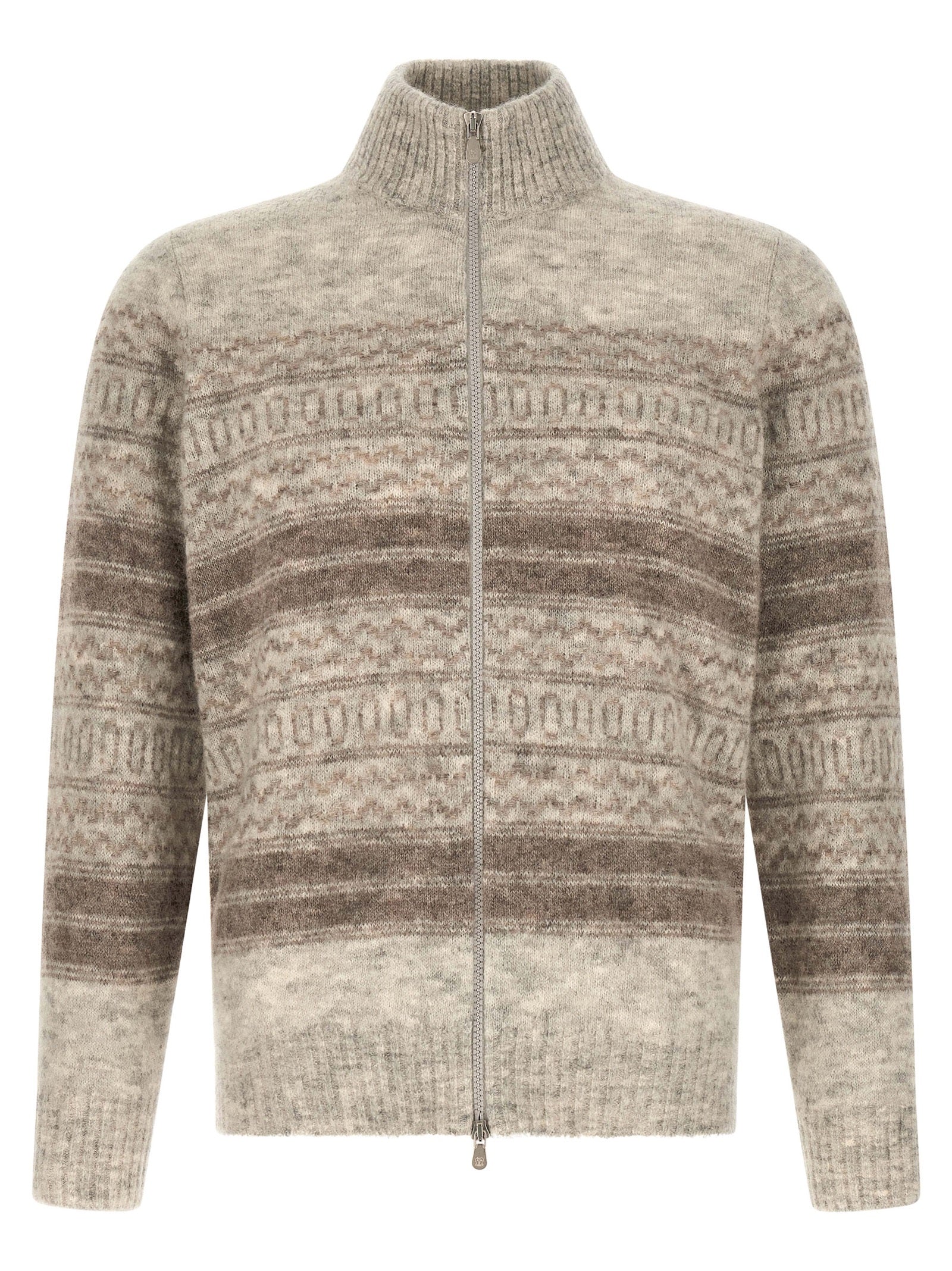 Brunello Cucinelli Beige Alpaca Leather Cardigan