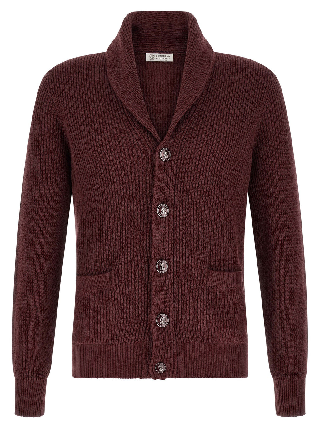 Brunello Cucinelli Bordeaux Cotton Cardigan Brunello Cucinelli