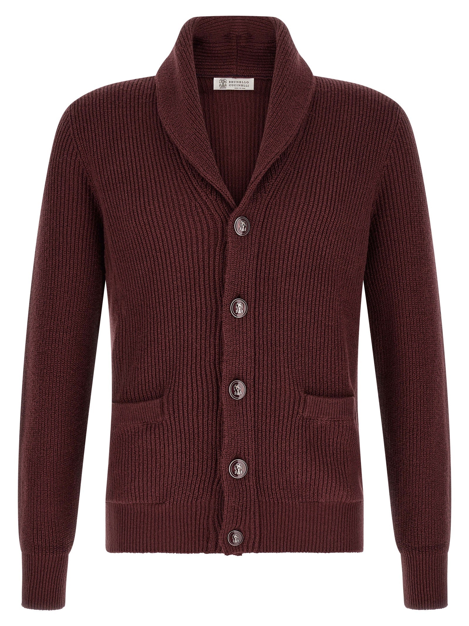 Brunello Cucinelli Bordeaux Cotton Cardigan Brunello Cucinelli