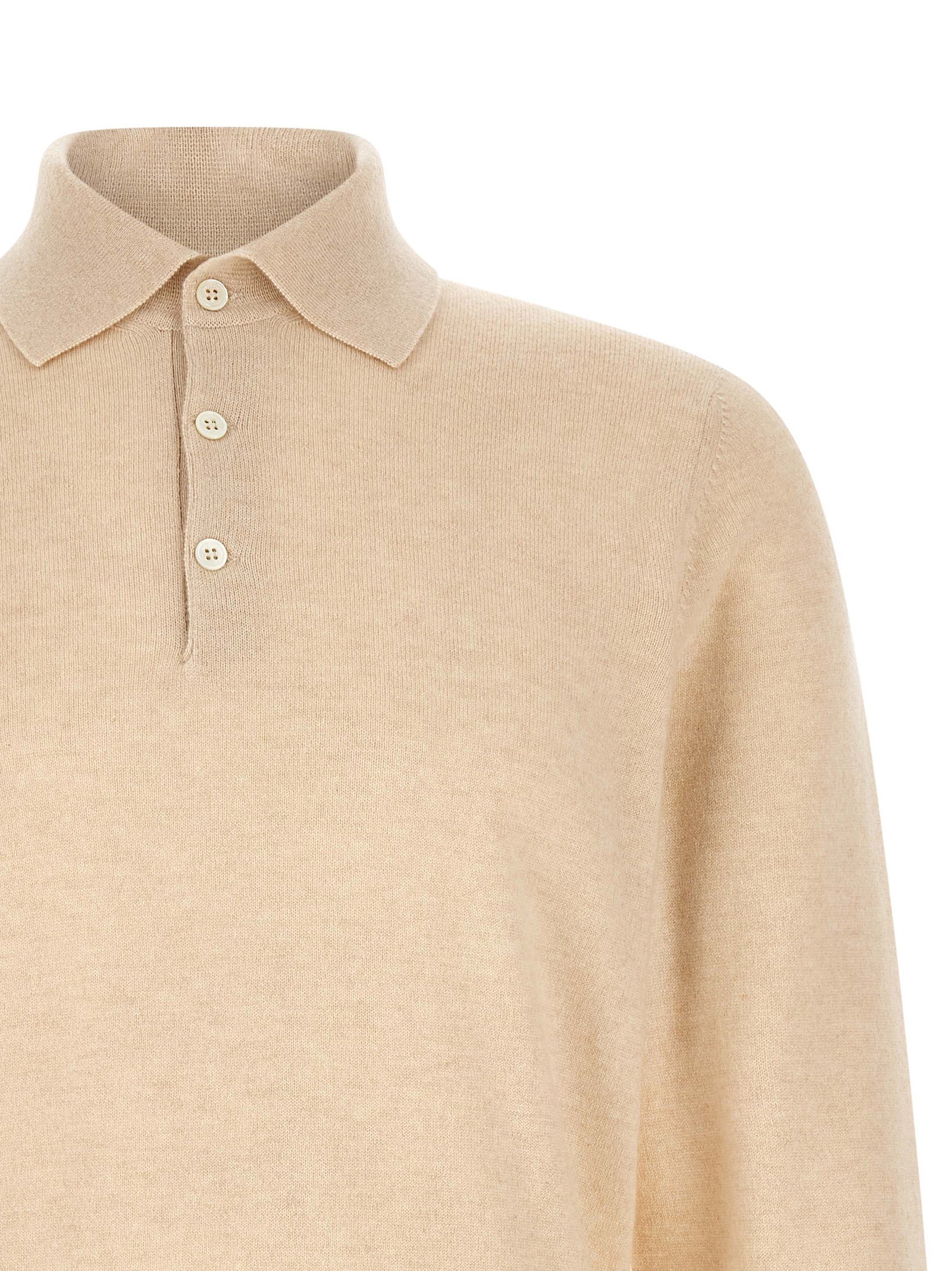 Brunello Cucinelli Beige Cashmere Polo Shirt Brunello Cucinelli