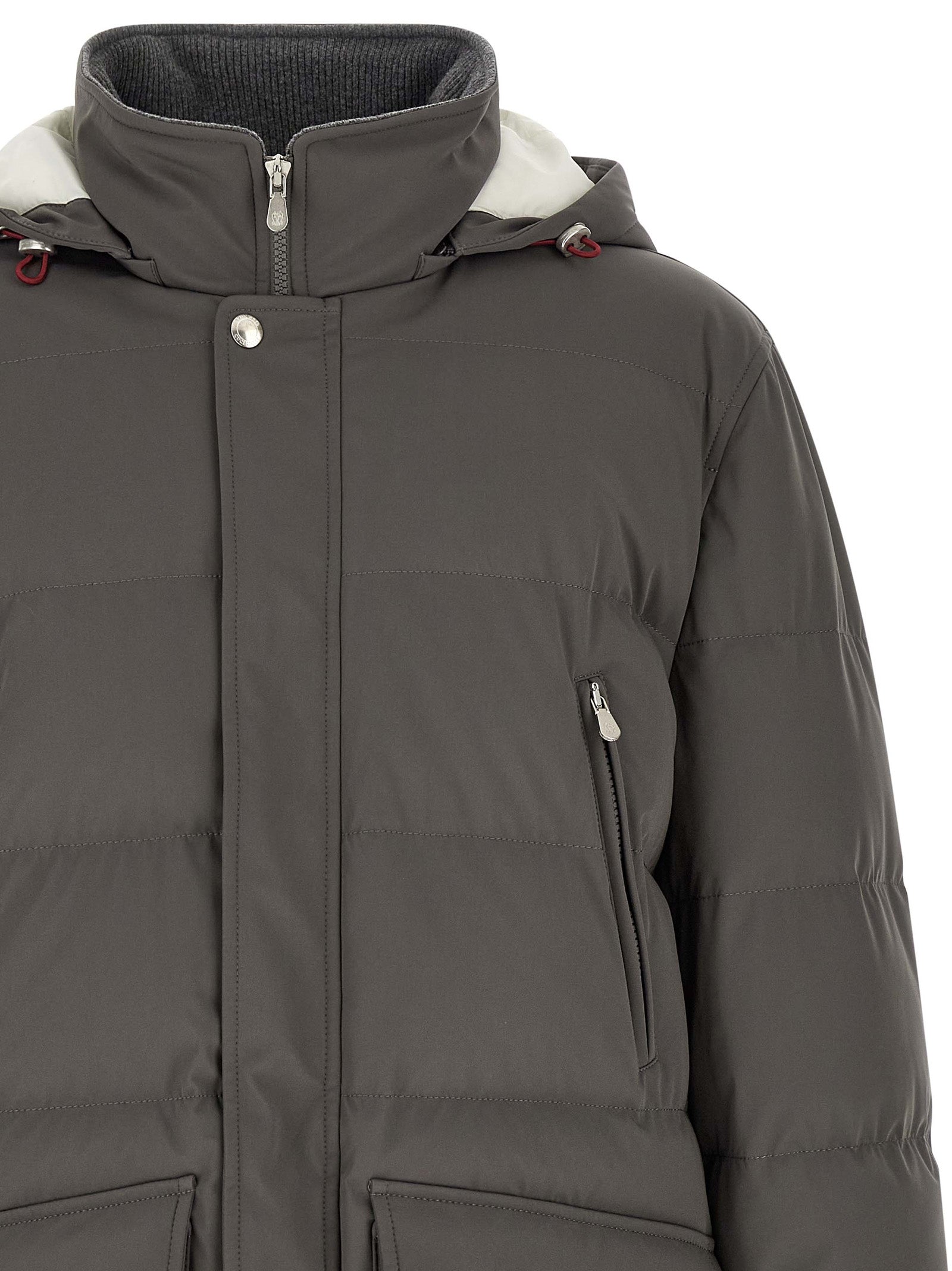 Brunello Cucinelli Gray Polyamide Parka Brunello Cucinelli