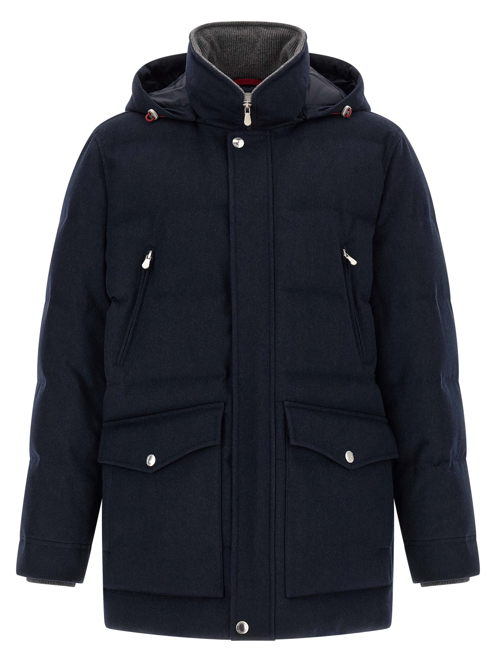 Brunello Cucinelli Blue Wool Parka Brunello Cucinelli
