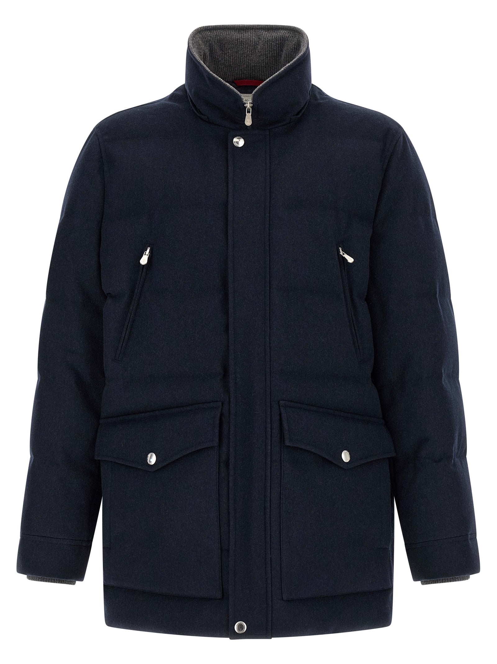 Brunello Cucinelli Blue Wool Parka Brunello Cucinelli