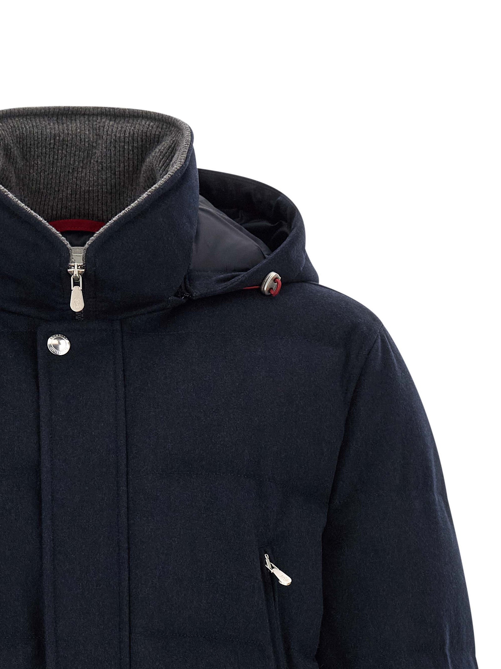 Brunello Cucinelli Blue Wool Parka Brunello Cucinelli