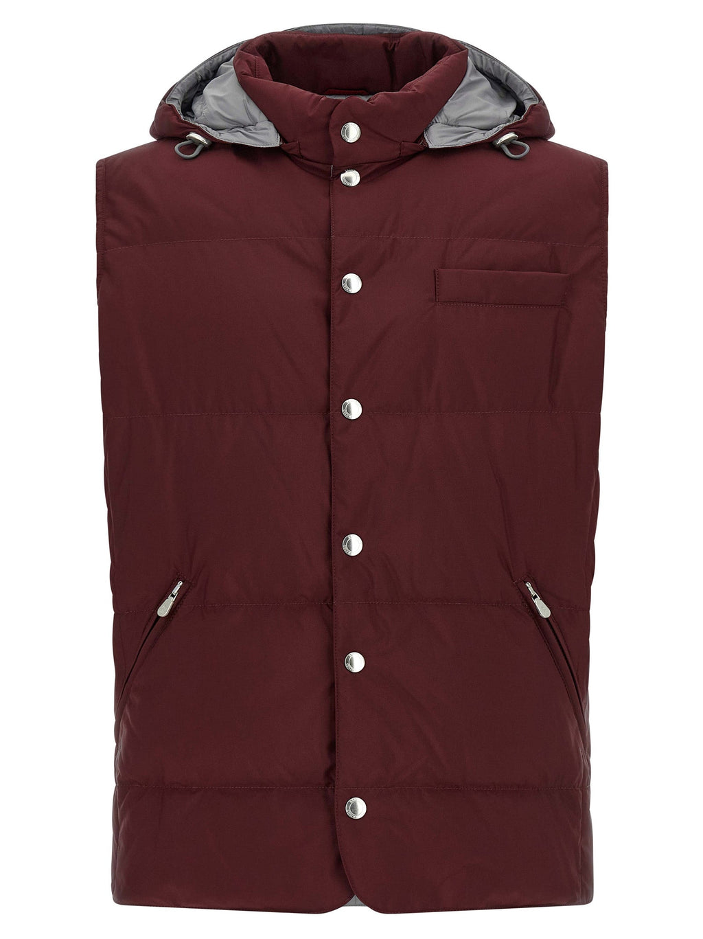 Brunello Cucinelli Bordeaux Polyester Sleeveless Jacket