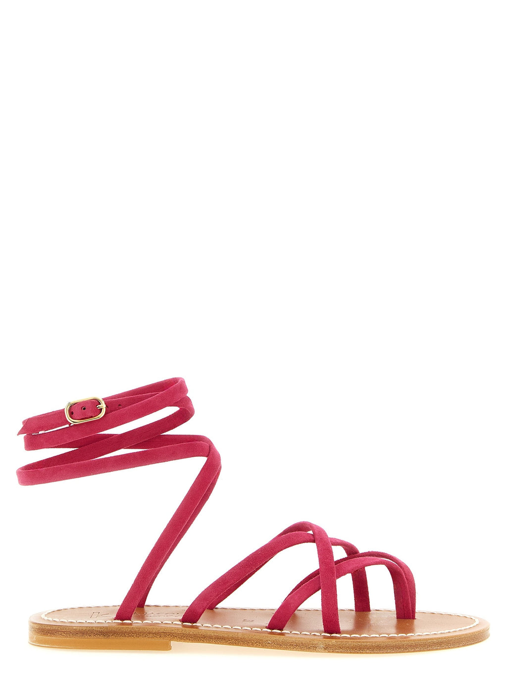 K.JACQUES SAINT TROPEZ Fuchsia Calfskin Flat Sandals