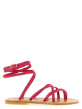 K.JACQUES SAINT TROPEZ Fuchsia Calfskin Flat Sandals