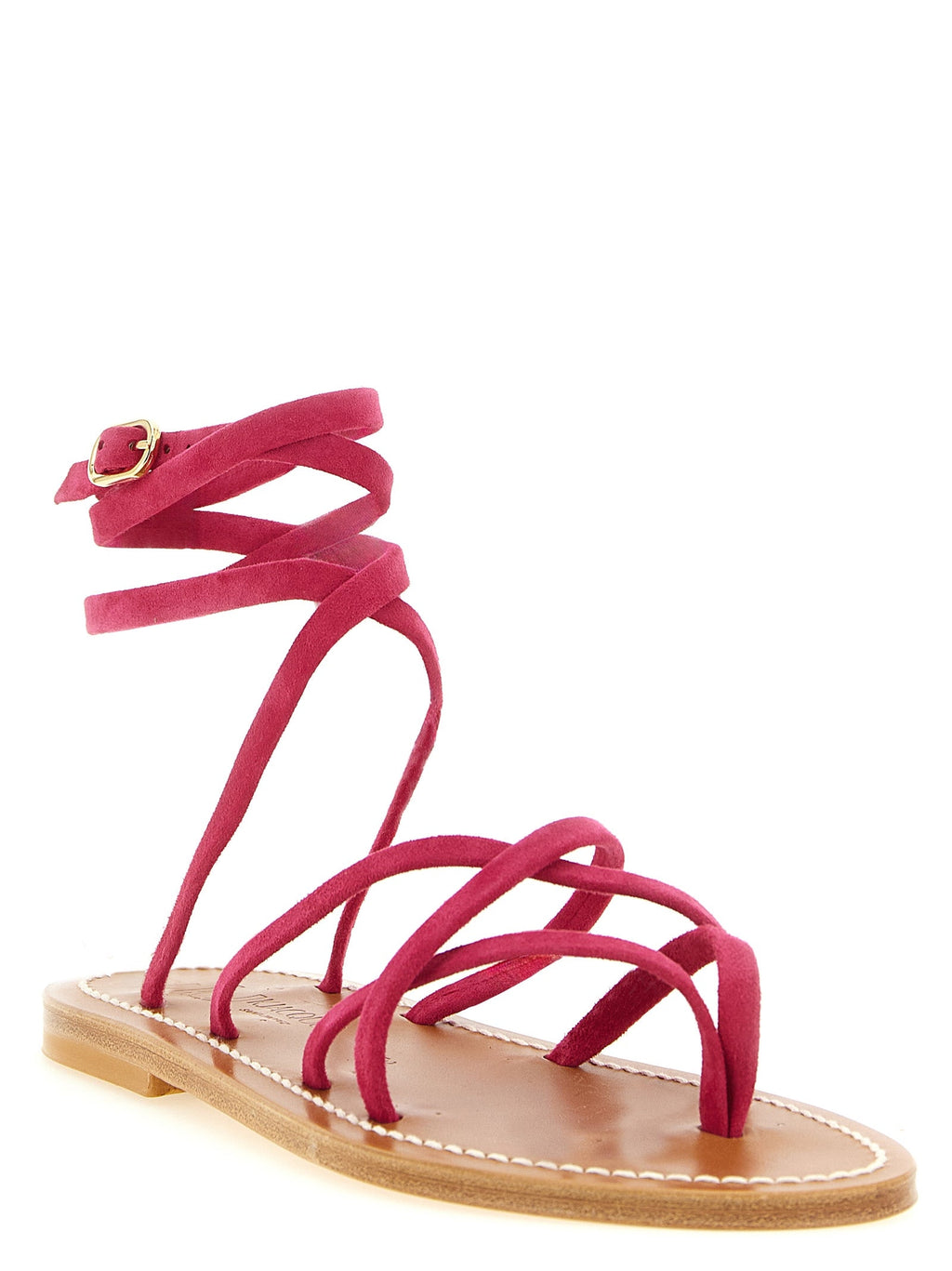 K.JACQUES SAINT TROPEZ Fuchsia Calfskin Flat Sandals