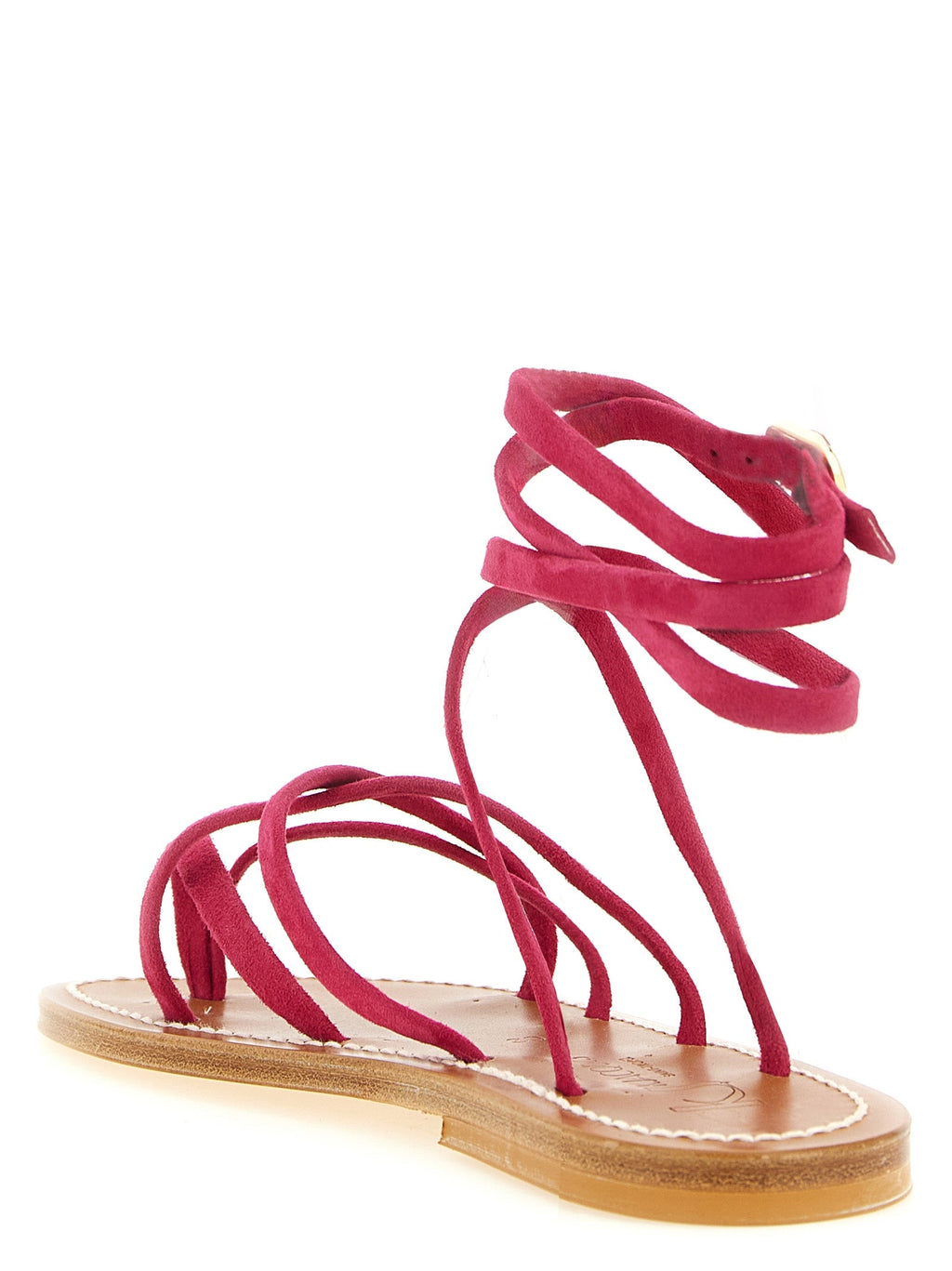 K.JACQUES SAINT TROPEZ Fuchsia Calfskin Flat Sandals