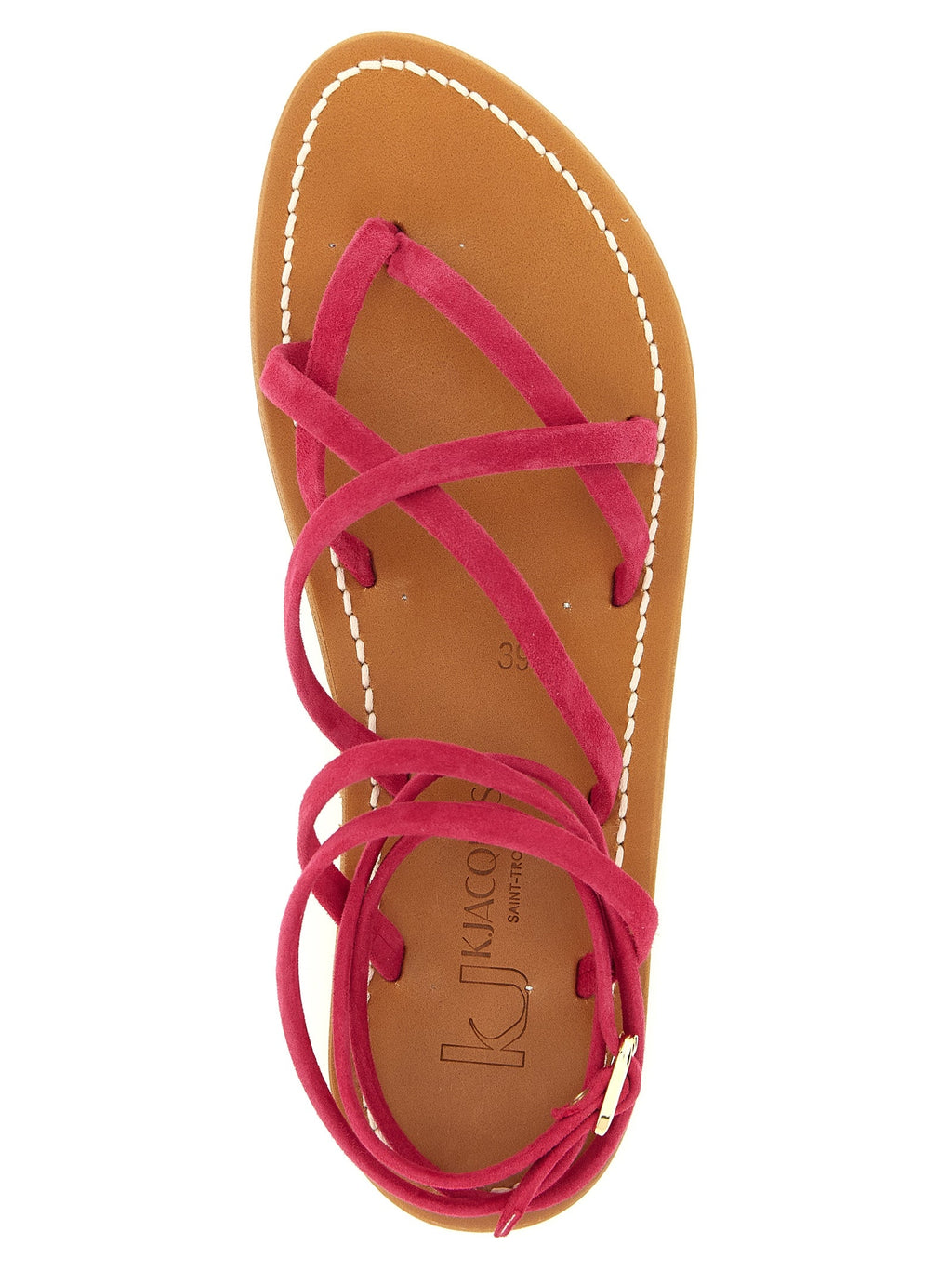 K.JACQUES SAINT TROPEZ Fuchsia Calfskin Flat Sandals