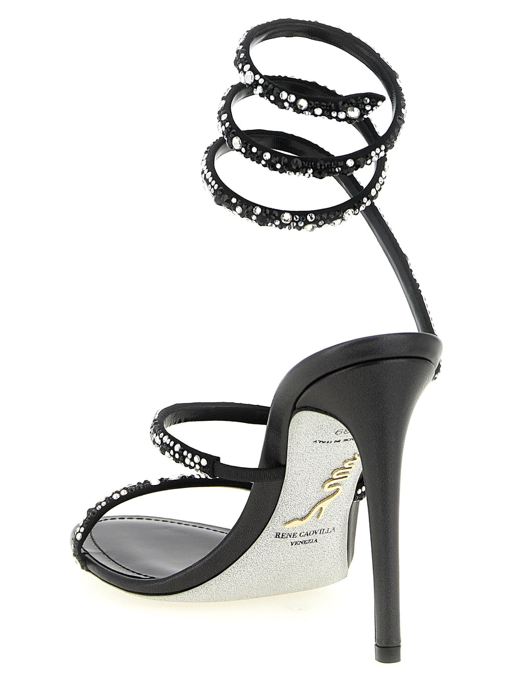 RENE CAOVILLA Bicolor Viscose Stiletto Heel Sandals RENE CAOVILLA