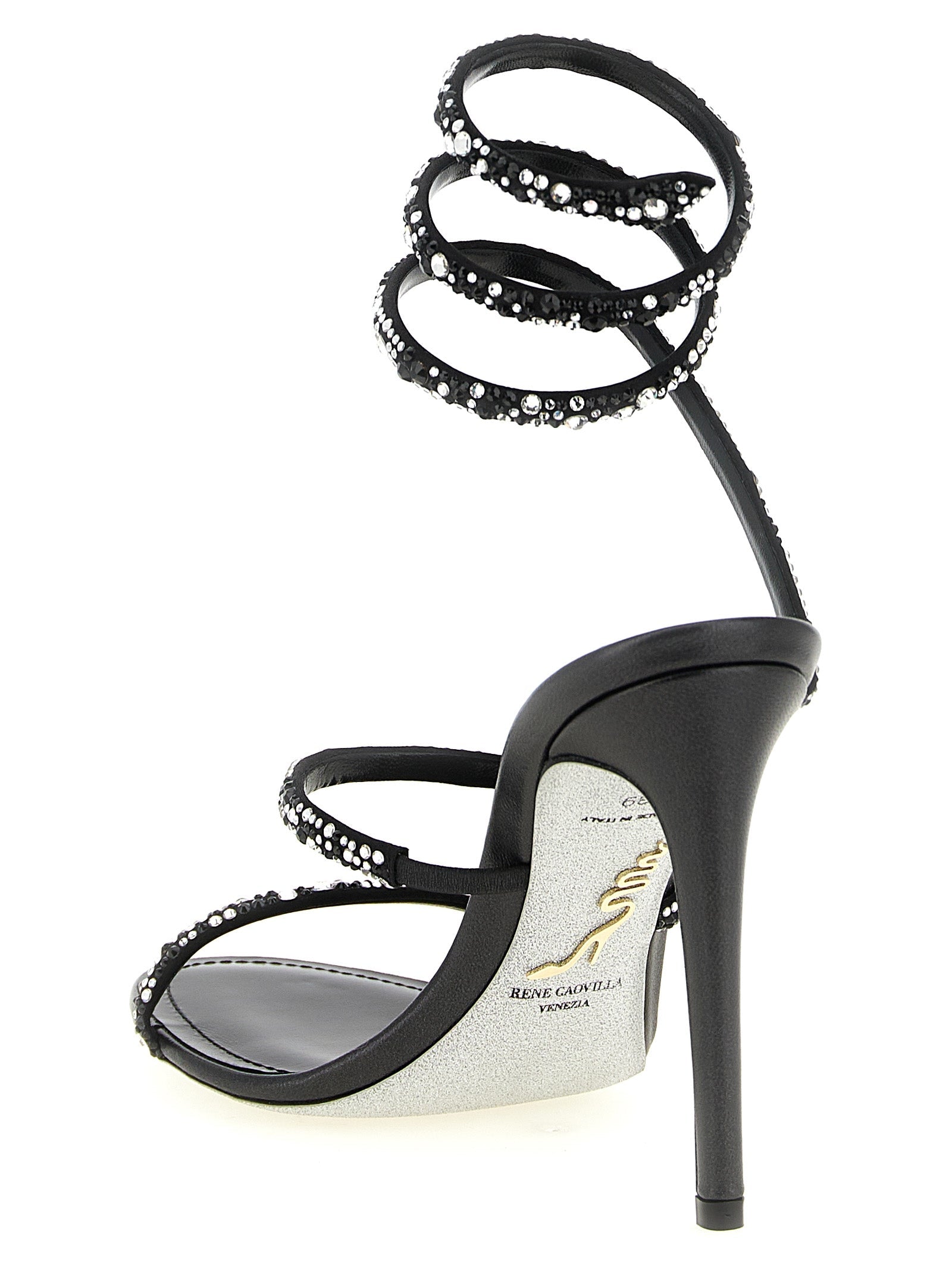 RENE CAOVILLA Bicolor Viscose Stiletto Heel Sandals RENE CAOVILLA