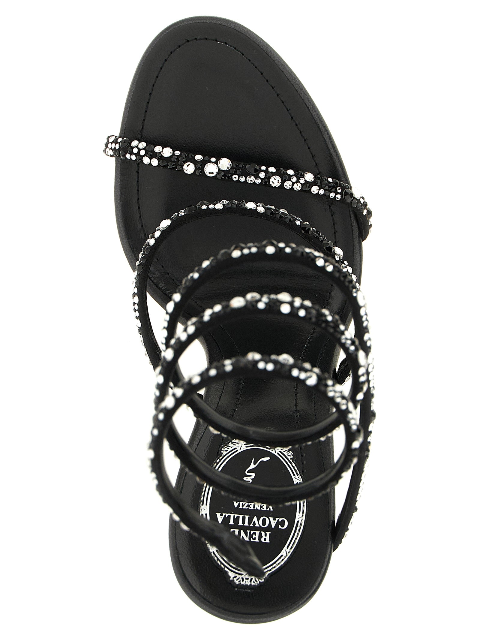 RENE CAOVILLA Bicolor Viscose Stiletto Heel Sandals RENE CAOVILLA