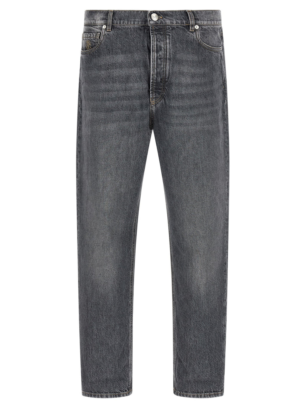 Brunello Cucinelli Gray Cotton Straight-Leg Jeans