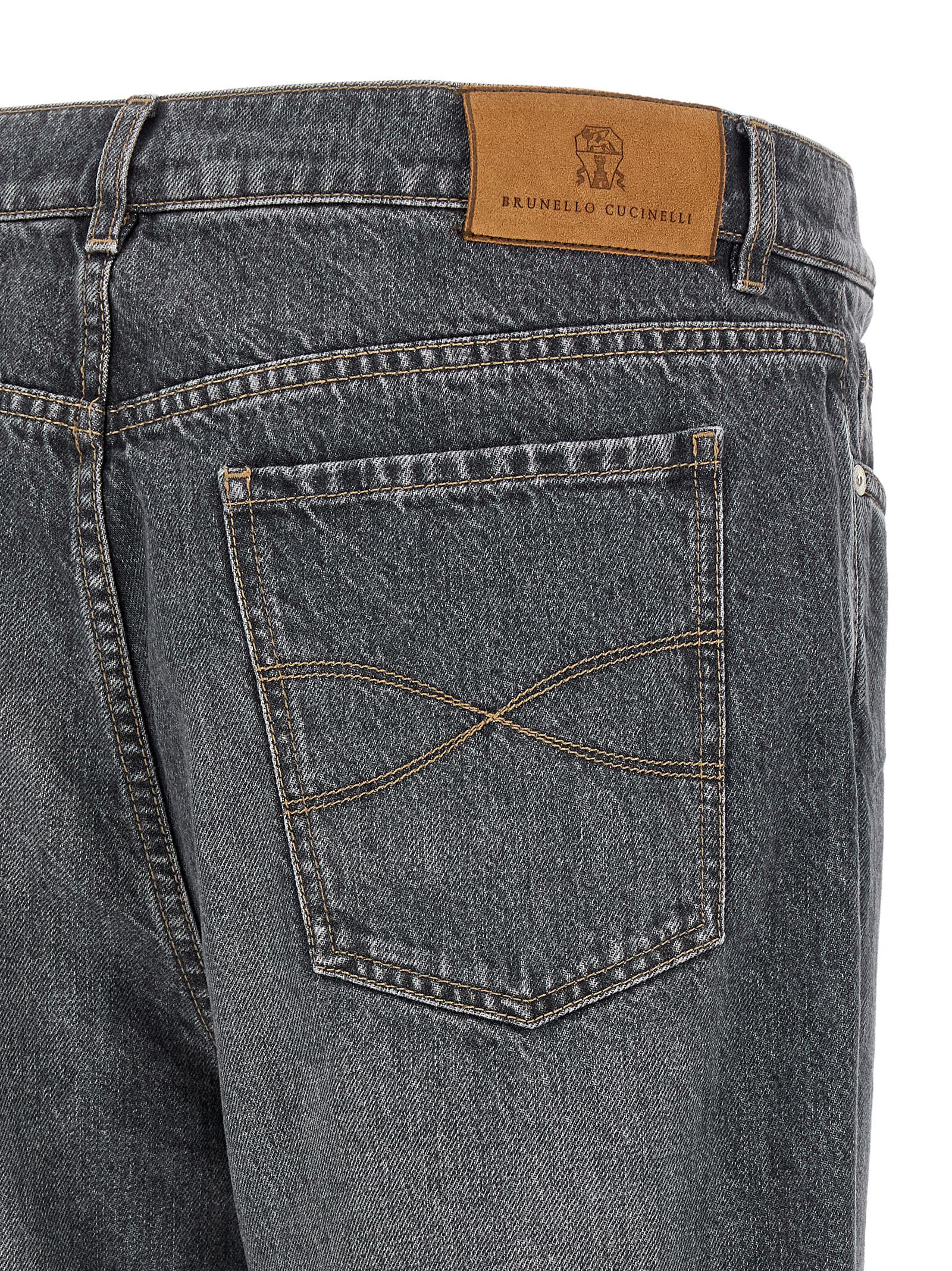 Brunello Cucinelli Gray Cotton Straight-Leg Jeans