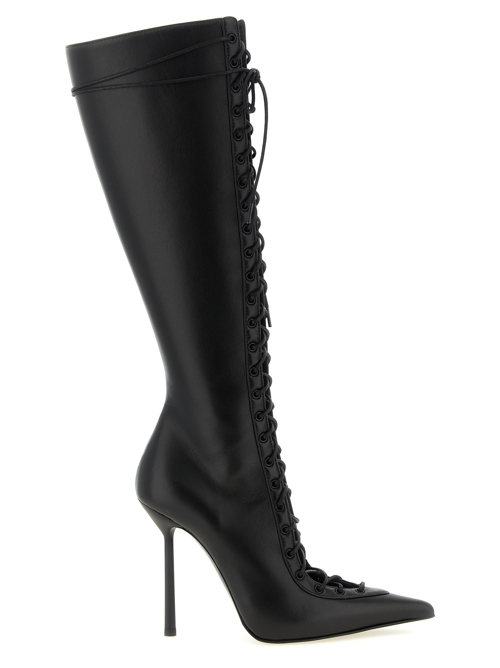 LE SILLA Black Lamb Leather Over The Knee LE SILLA