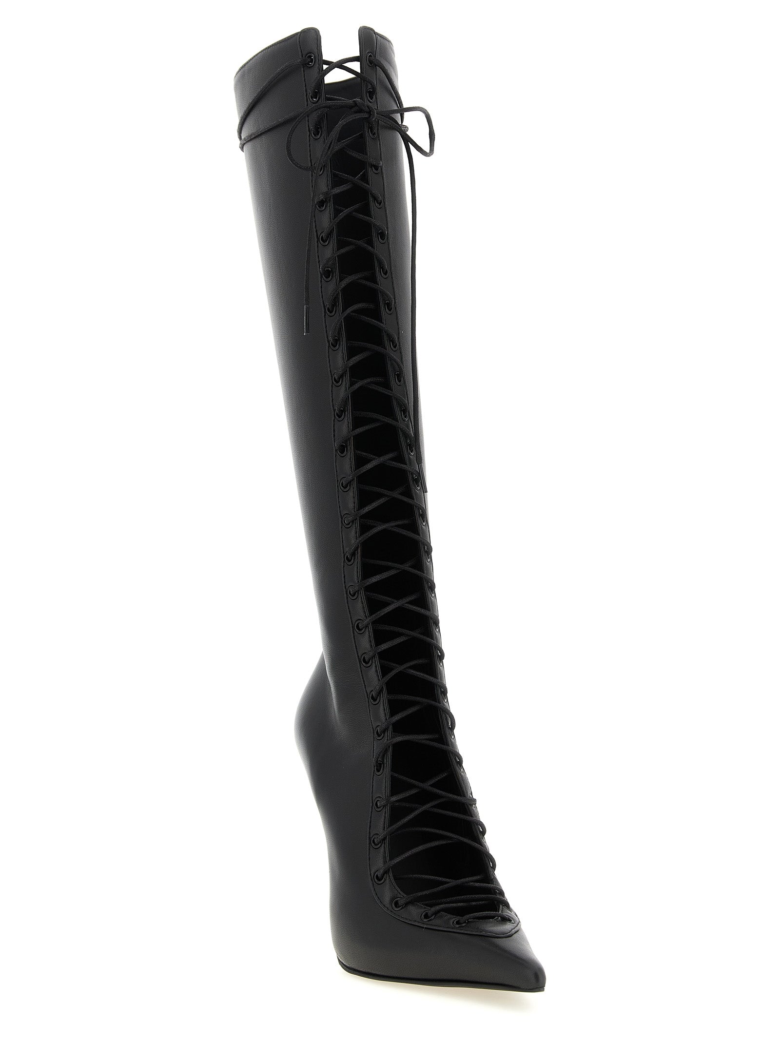 LE SILLA Black Lamb Leather Over The Knee