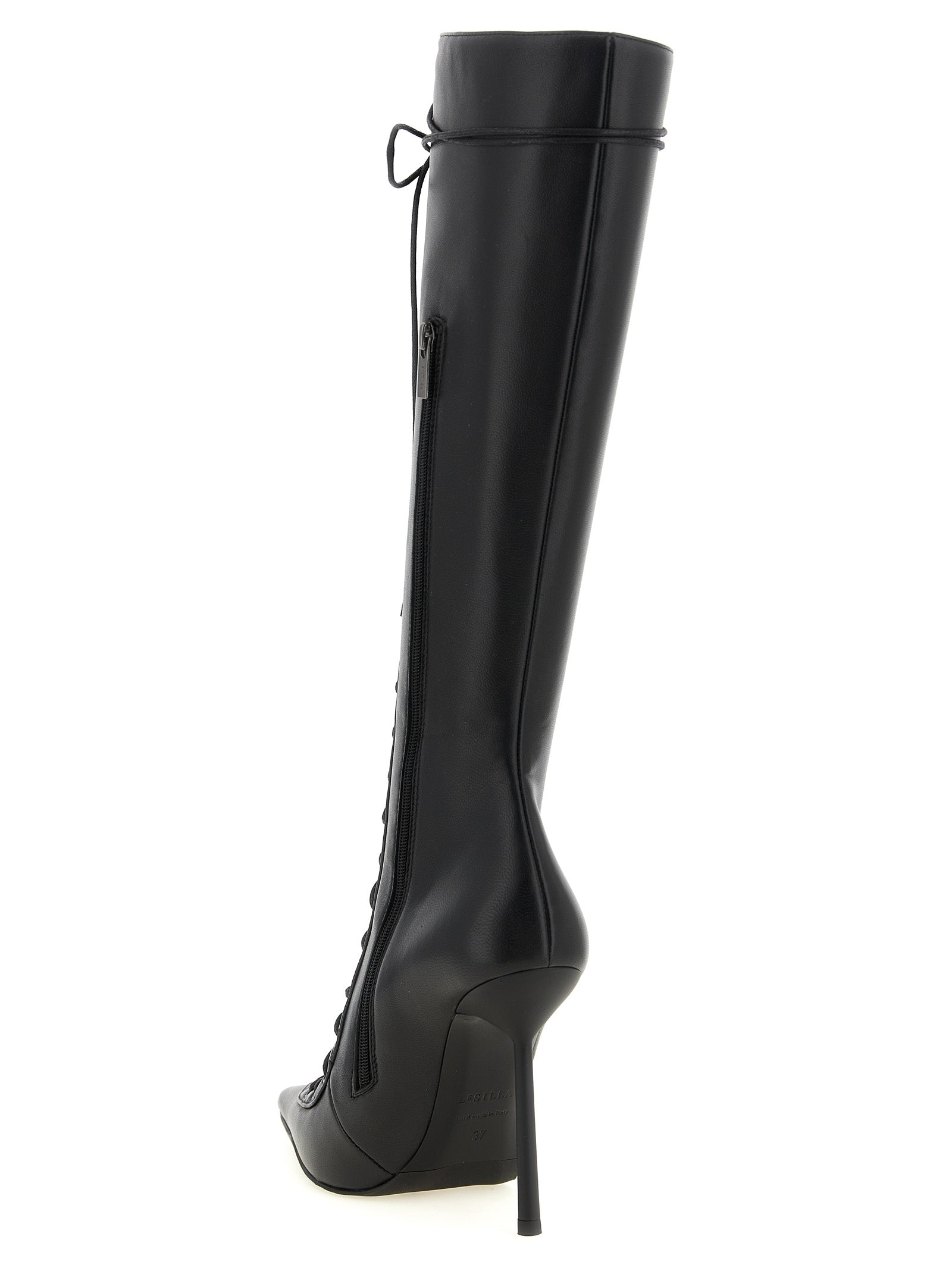 LE SILLA Black Lamb Leather Over The Knee LE SILLA