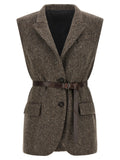 Brunello Cucinelli Brown Virgin Wool Sleeveless Jacket