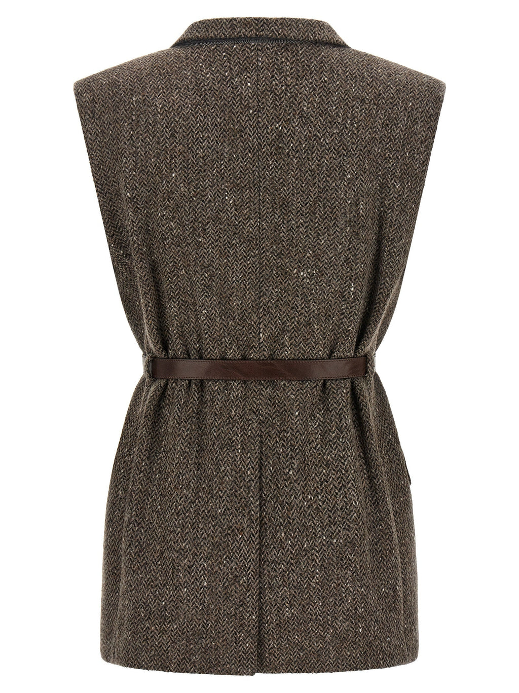 Brunello Cucinelli Brown Virgin Wool Sleeveless Jacket