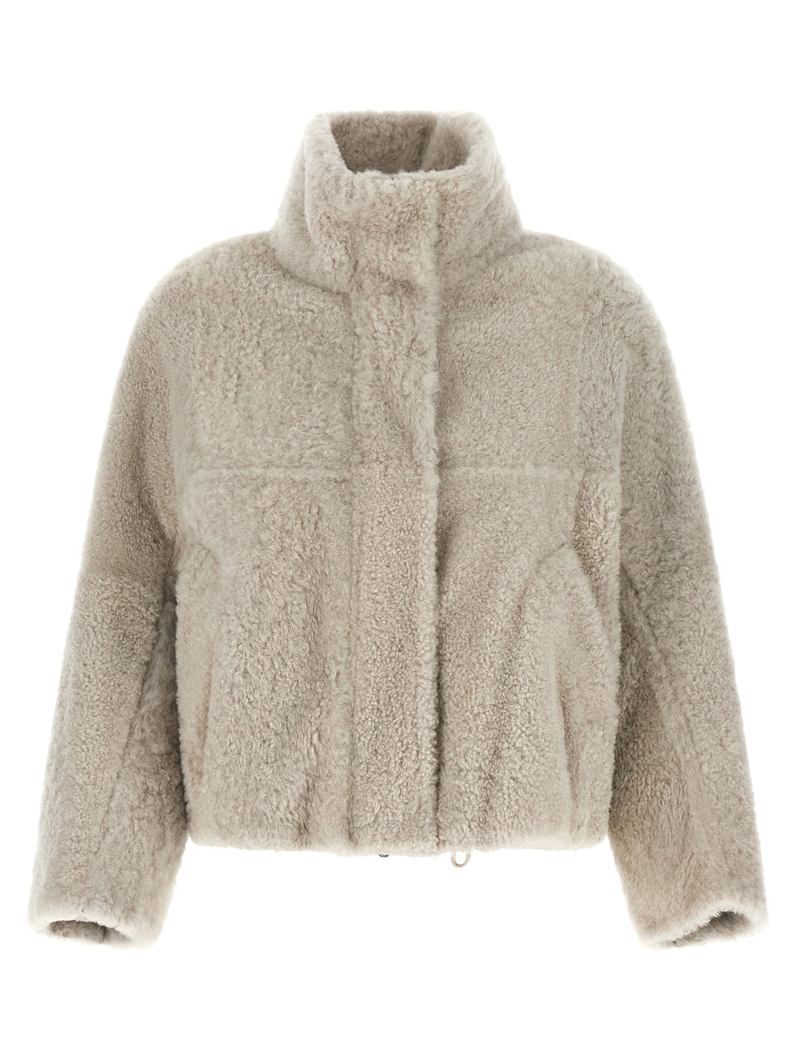 Brunello Cucinelli Beige Lamb Leather Full-Length Jacket