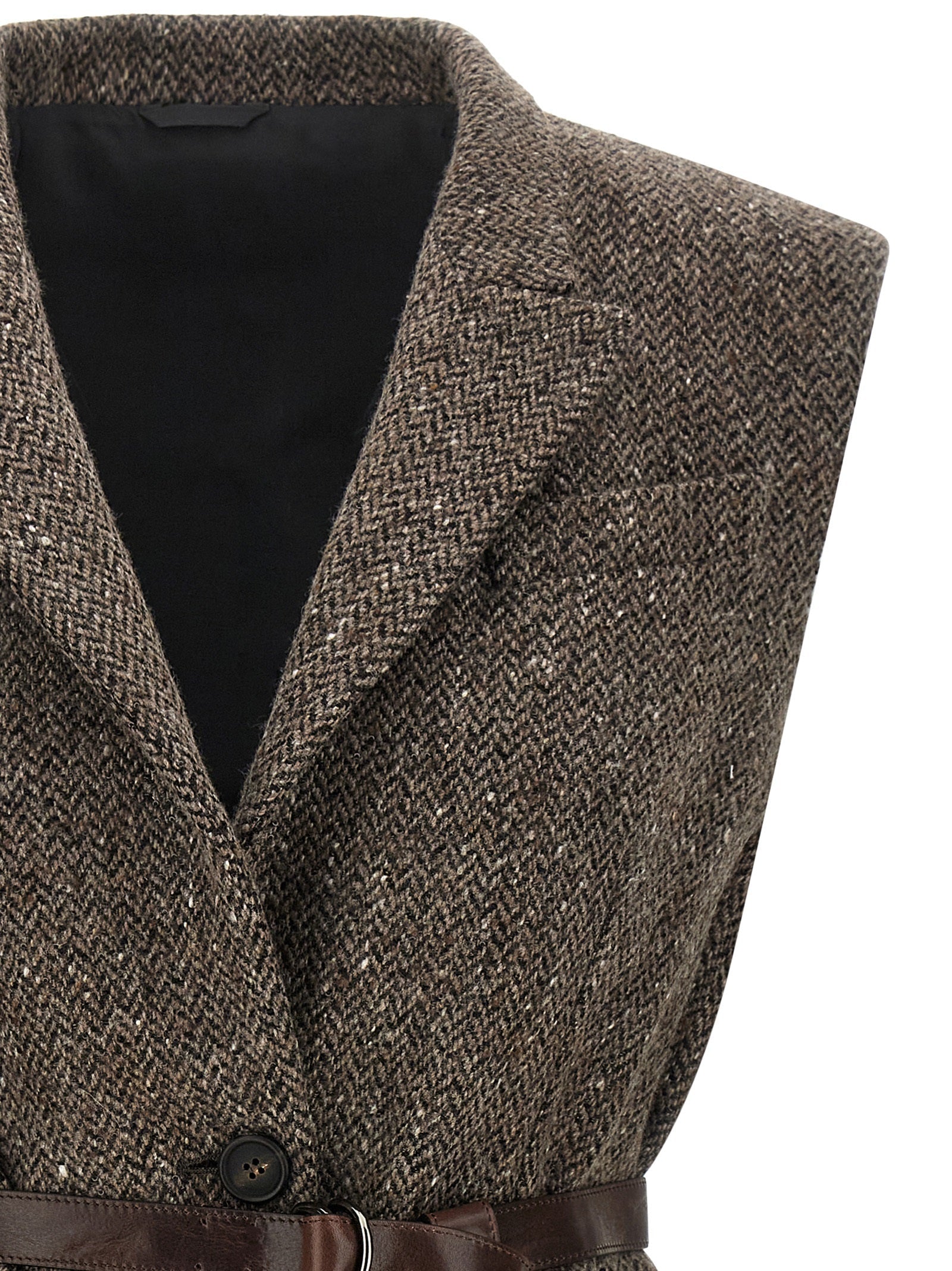 Brunello Cucinelli Brown Virgin Wool Sleeveless Jacket