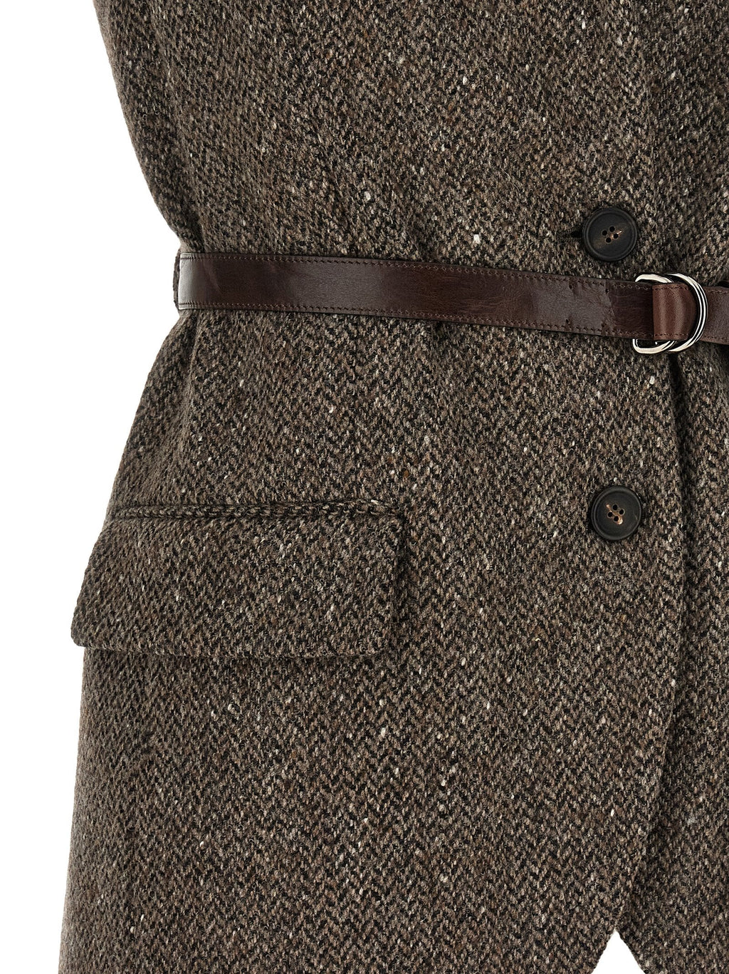 Brunello Cucinelli Brown Virgin Wool Sleeveless Jacket
