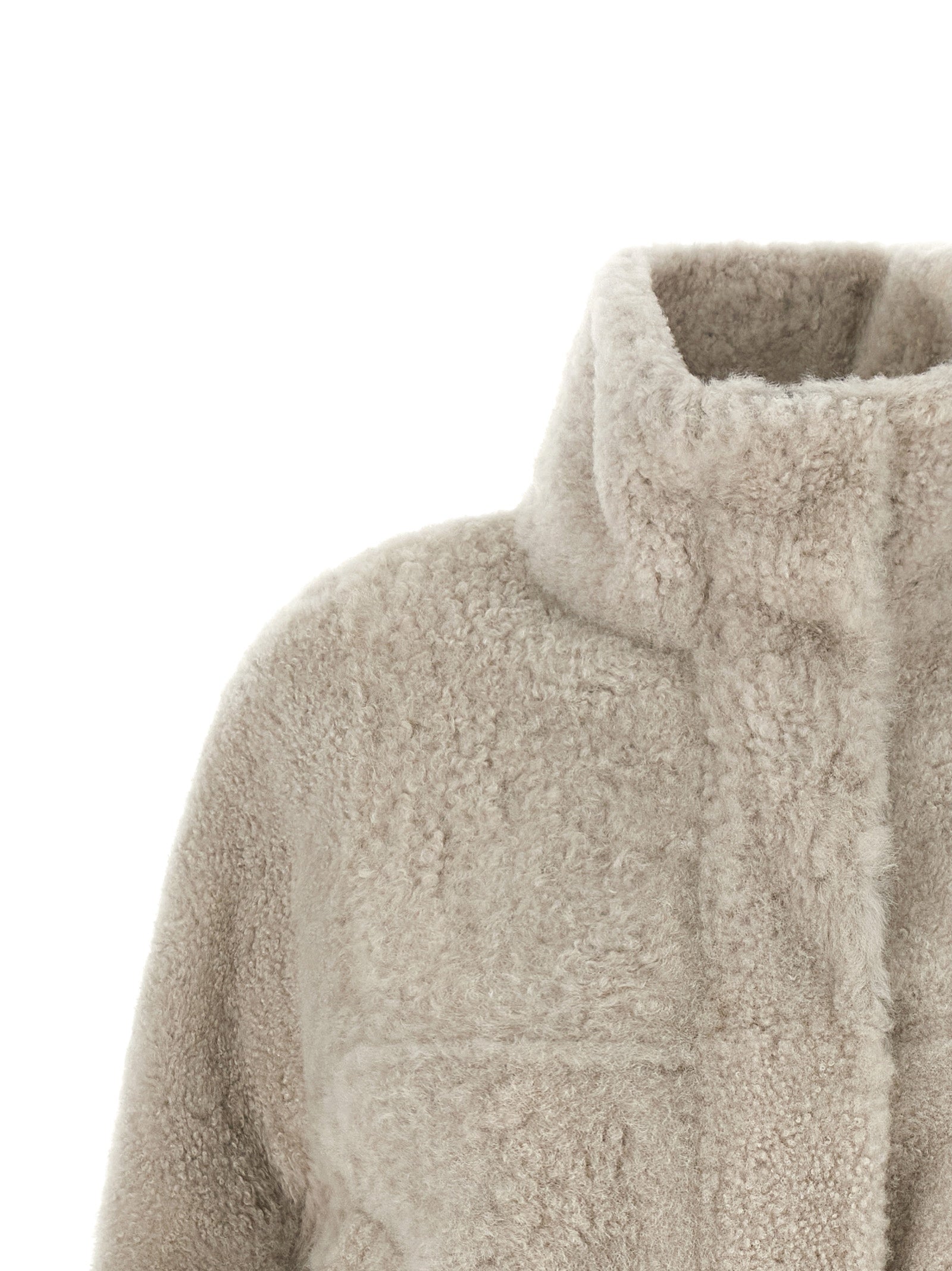 Brunello Cucinelli Beige Lamb Leather Full-Length Jacket