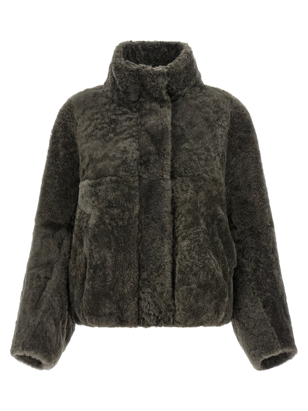 Brunello Cucinelli Gray Lamb Leather Full-Length Jacket