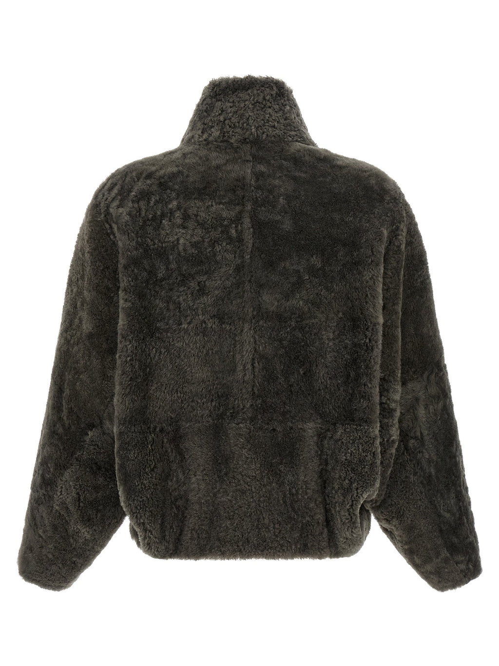 Brunello Cucinelli Gray Lamb Leather Full-Length Jacket