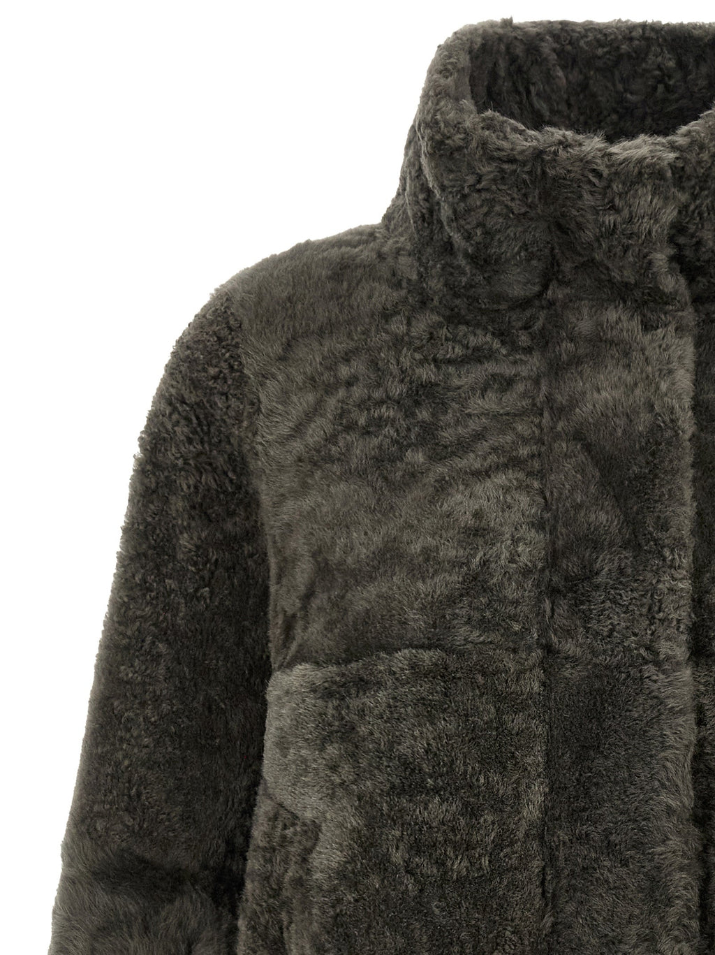 Brunello Cucinelli Gray Lamb Leather Full-Length Jacket
