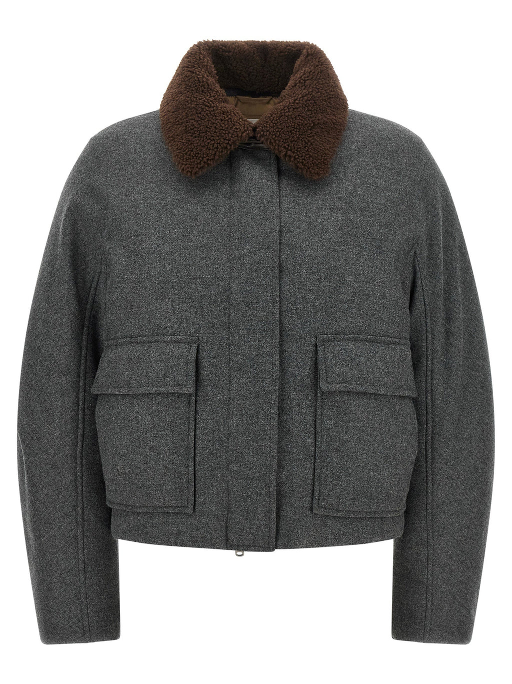 Brunello Cucinelli Gray Virgin Wool Full-Length Jacket