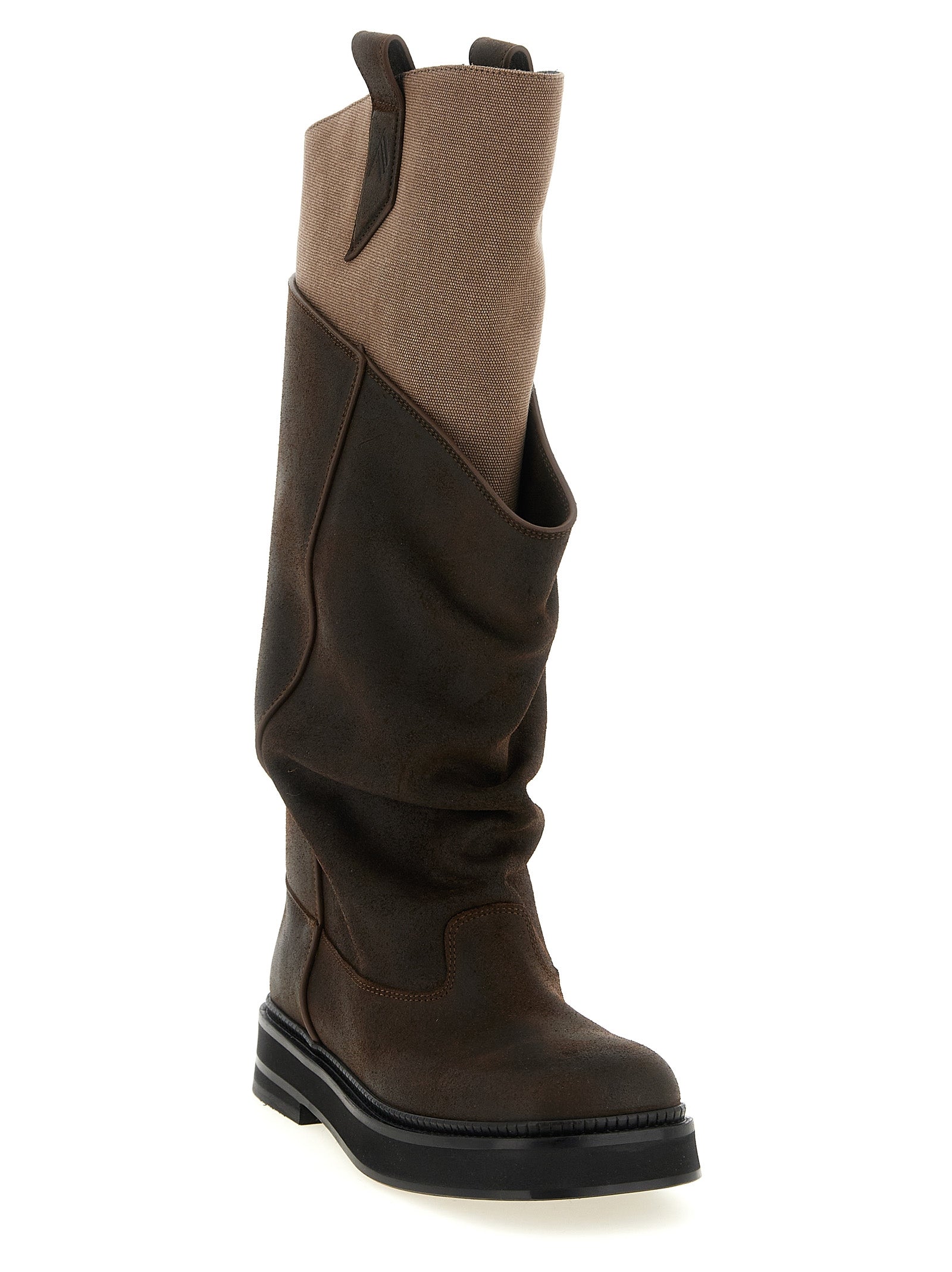 The Attico Brown Calf Leather Bos Taurus Over The Knee